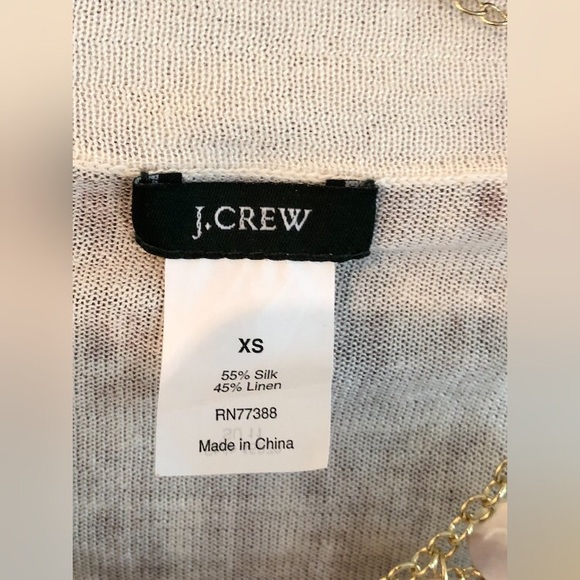 J CREW LS Silk & Linen Tan & Cream Cardigan MINT! - Picture 4 of 8